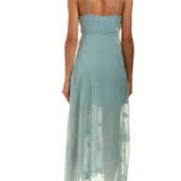 ASTR Green Wrap Tie Front Dress with Embroidered Floral Detail – Size Large - Picture 3 of 16